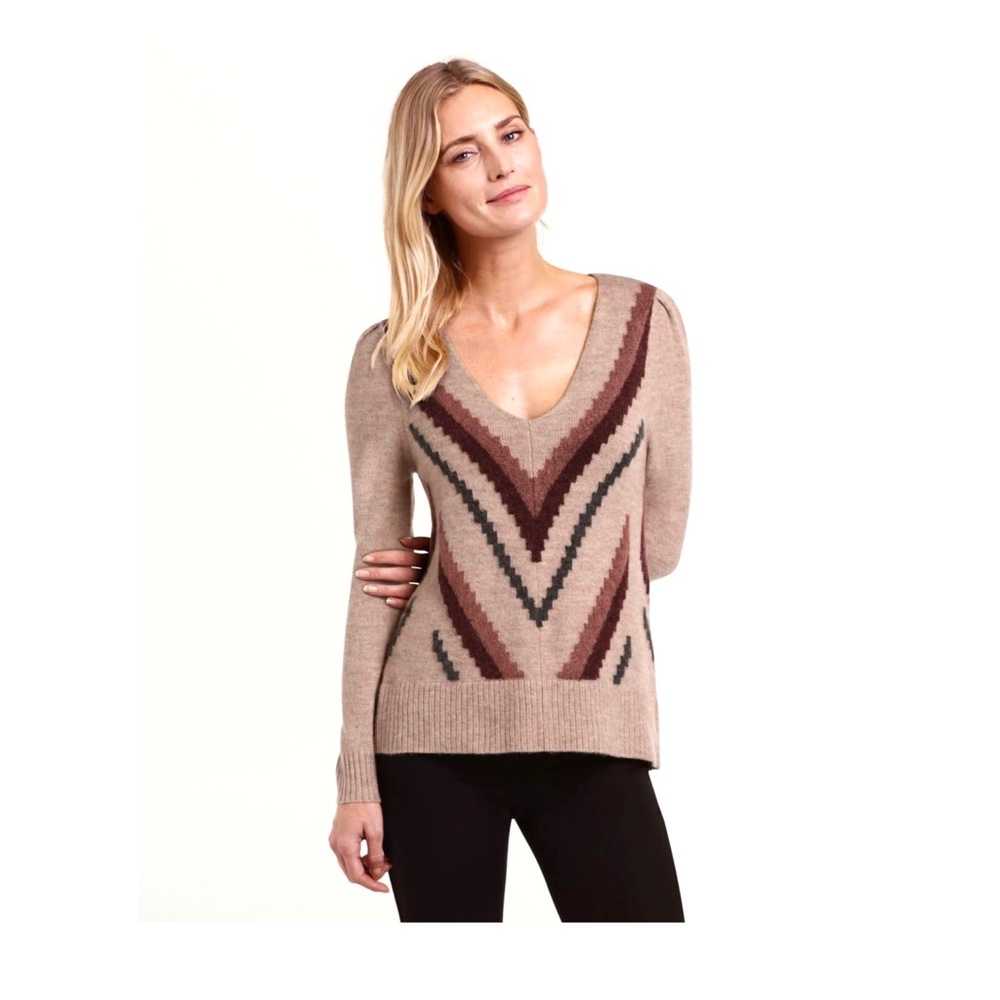 Signature Reitmans Jacquard V-neck Pullover Chevron Textured Aztec Dusty Rose 1X